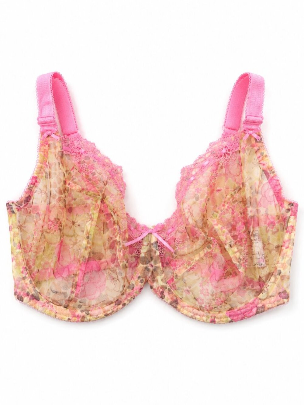 Freya AA4951 Floral Sheer Lace Underwire Bra Pink 34G NWOT
